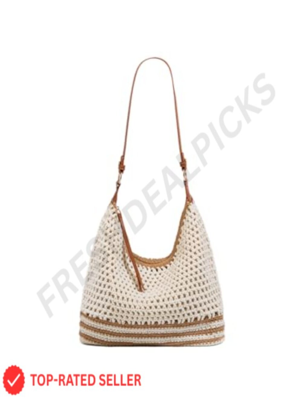 Handwoven Cotton Crochet String Bag Summer Beach Shoulder Bag Vacation Knitted